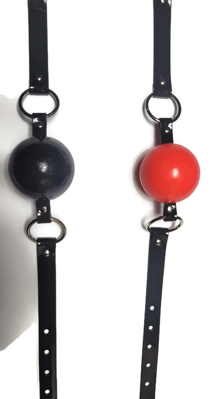 Limited Series 60 mm Red/Black silicon ball gag with PVC strap