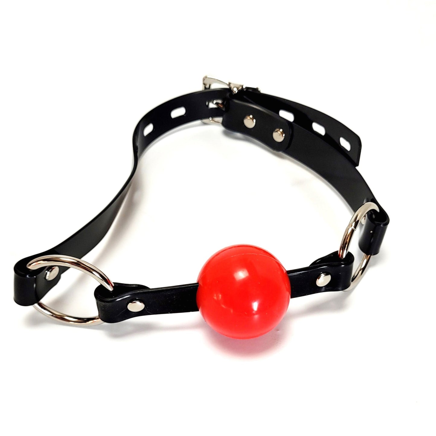 Limited Series 38 mm Red/Black silicon ball gag with  Black PVC strap