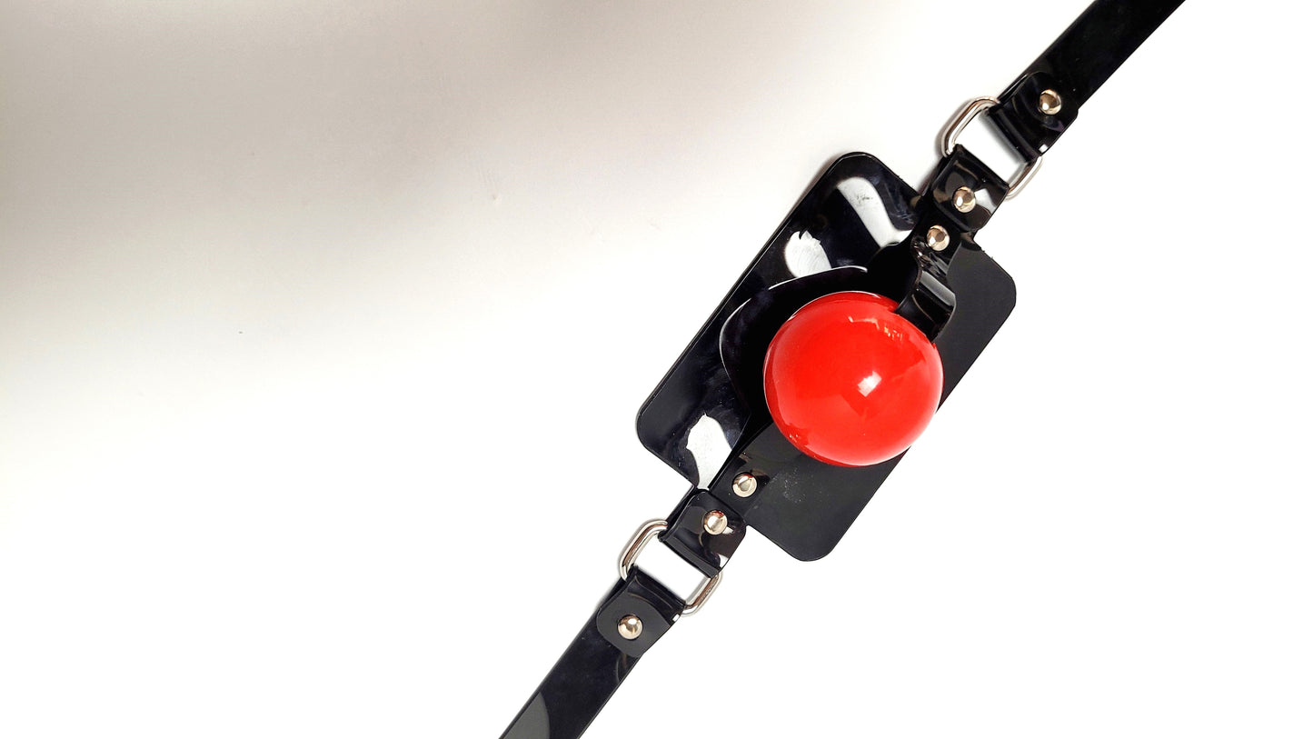 Ball Gag Panel Gag in black PVC
