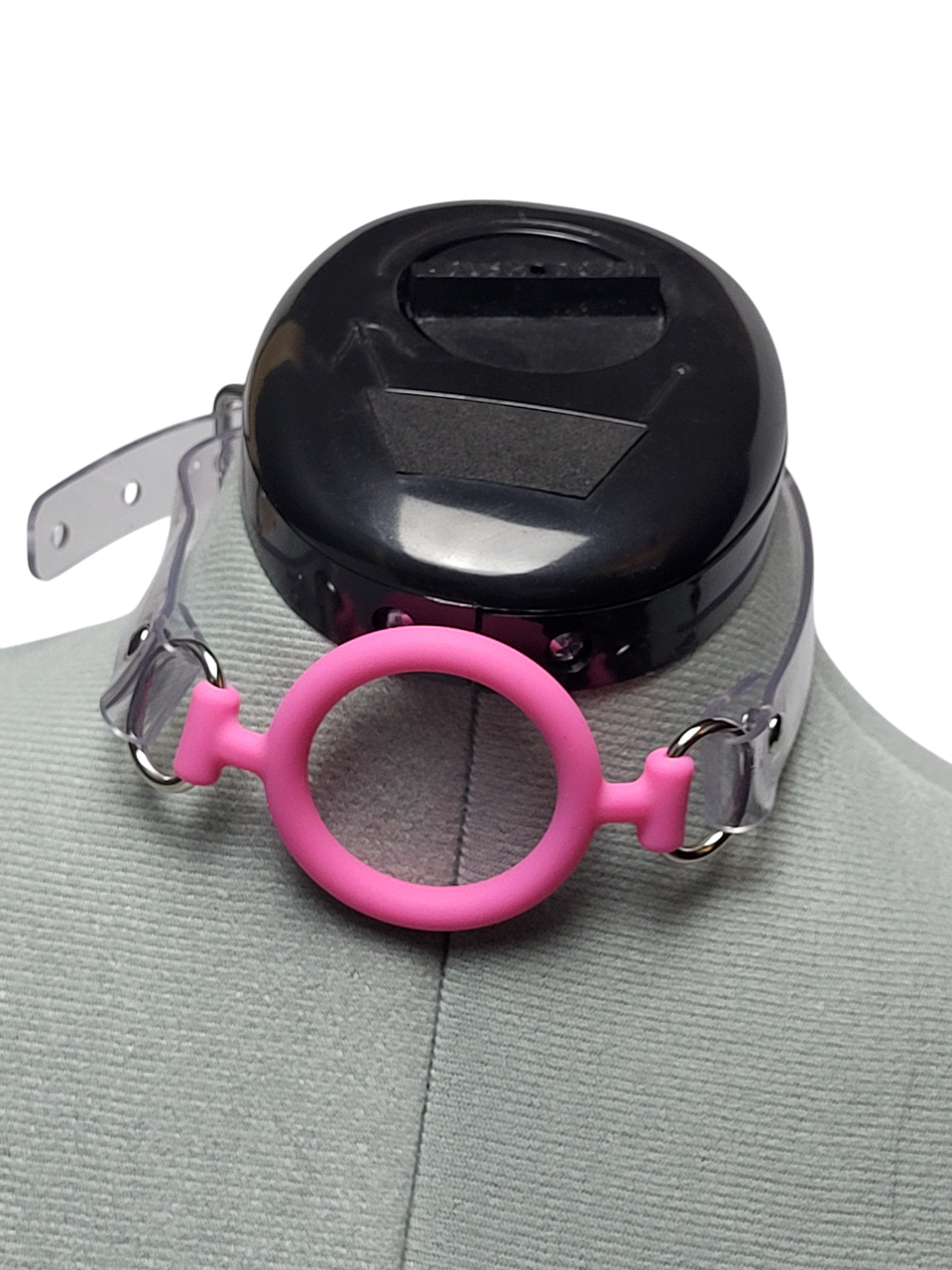 Pink Ring gag with PVC Strap -Lockable -Vegan