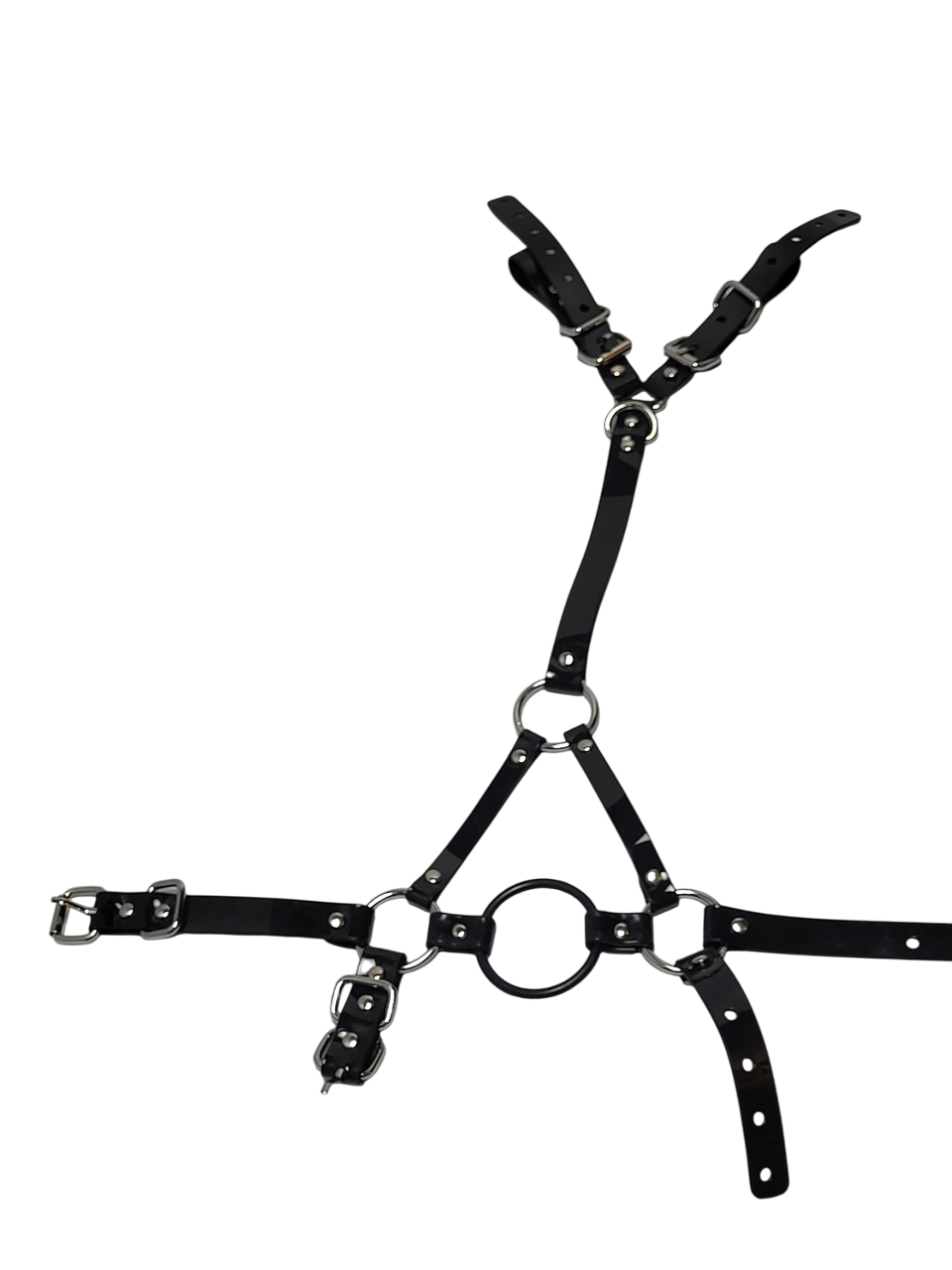 Huge Harness Ringgag PVC strap -Lockable -Vegan