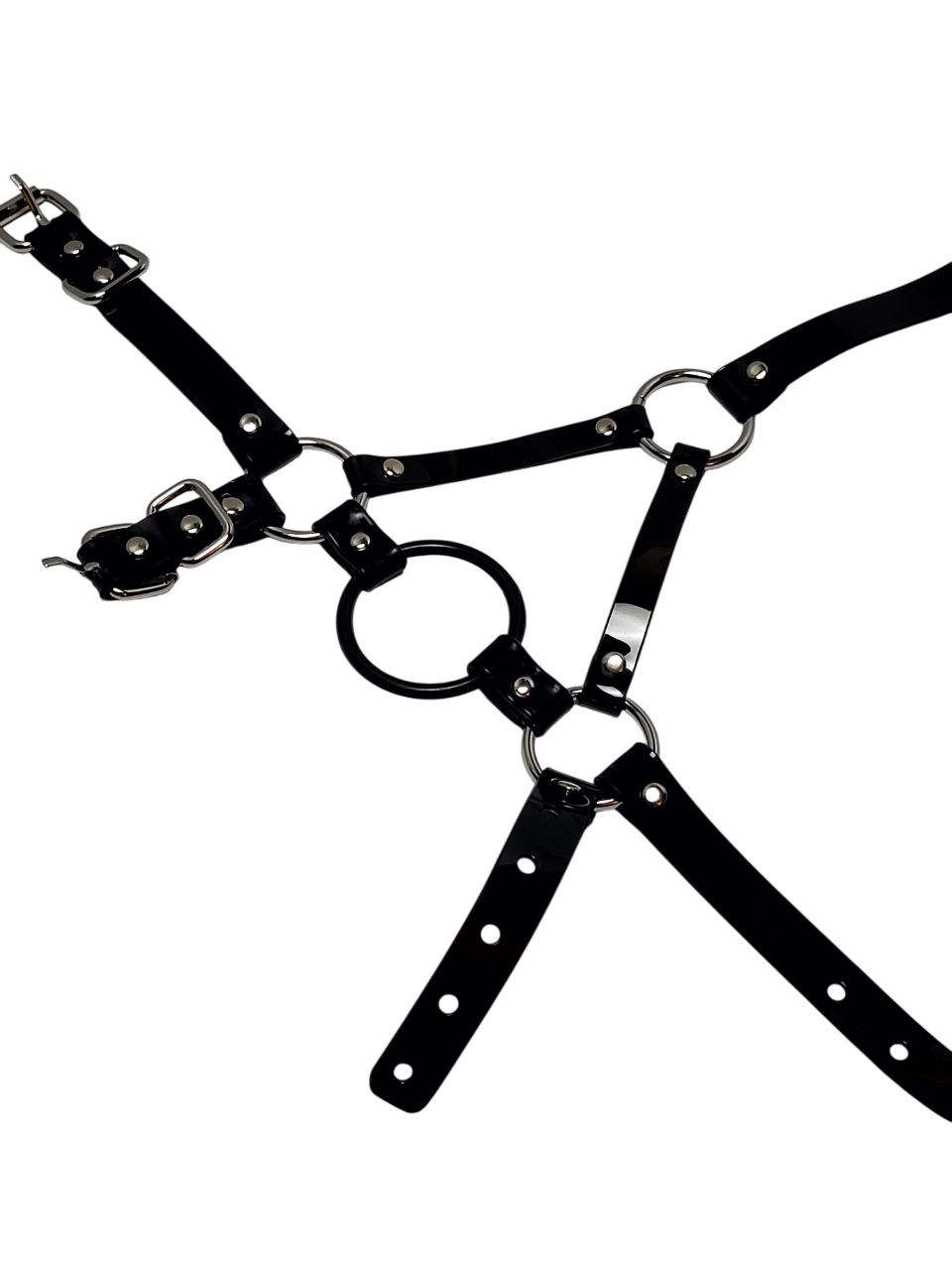 Huge Harness Ringgag PVC strap -Lockable -Vegan