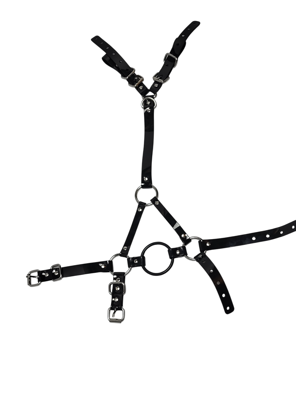 Huge Harness Ringgag PVC strap -Lockable -Vegan