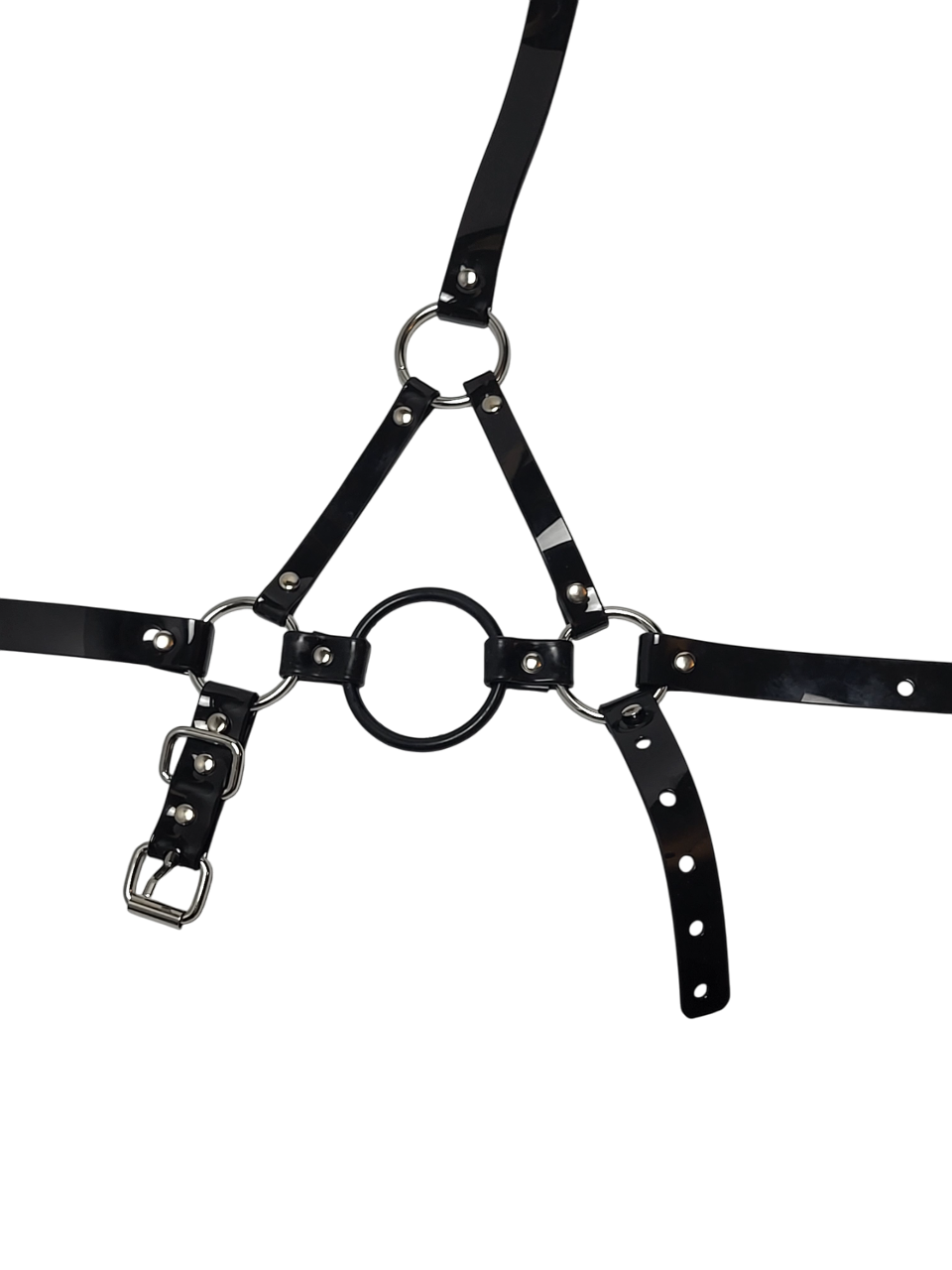 Huge Harness Ringgag PVC strap -Lockable -Vegan