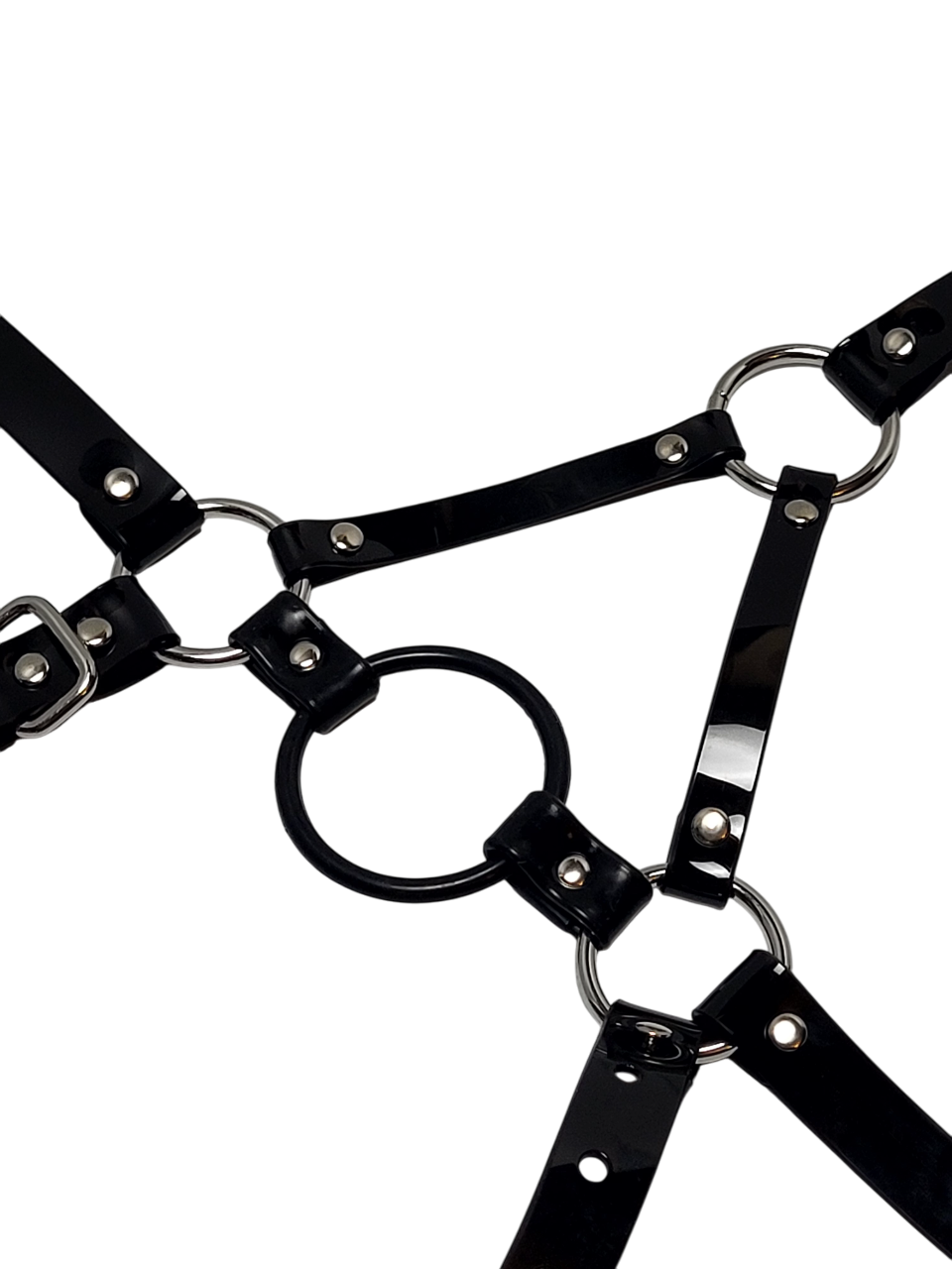 Huge Harness Ringgag PVC strap -Lockable -Vegan