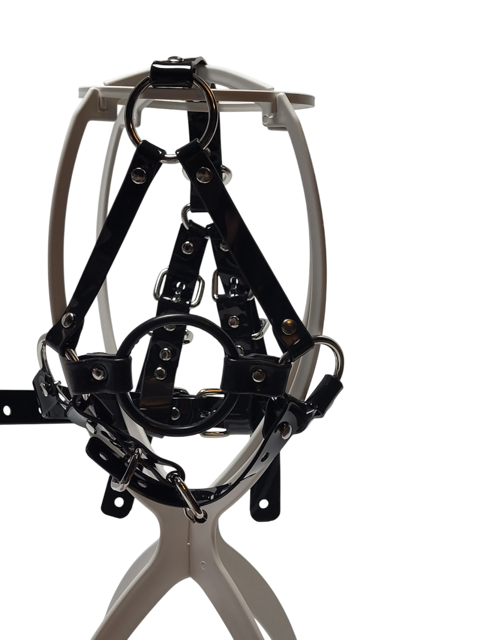 Huge Harness Ringgag PVC strap -Lockable -Vegan