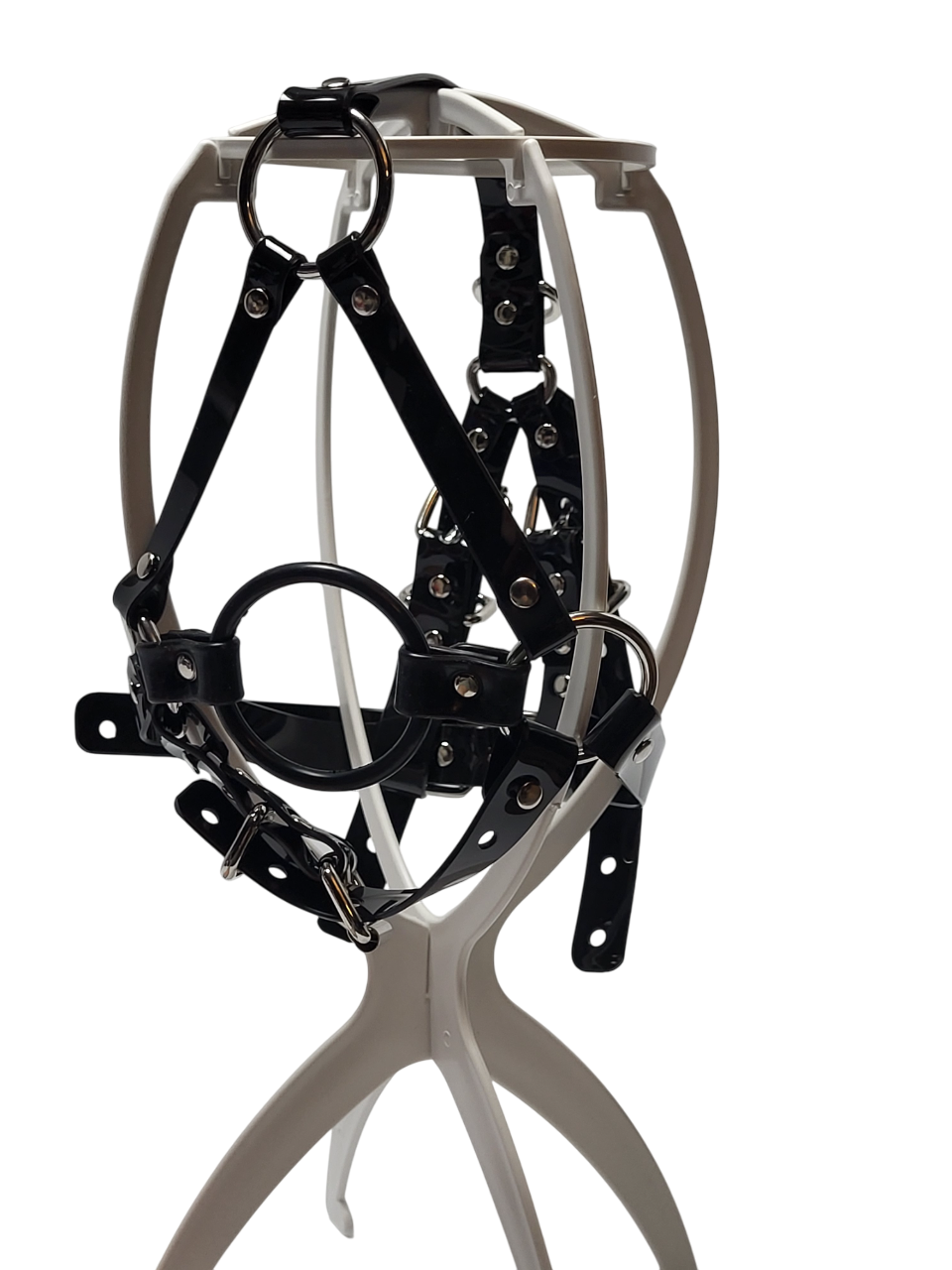Huge Harness Ringgag PVC strap -Lockable -Vegan
