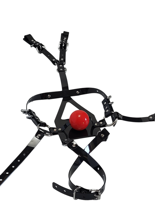 Black PVC muzzle ballgag EVO Lockable Vegan