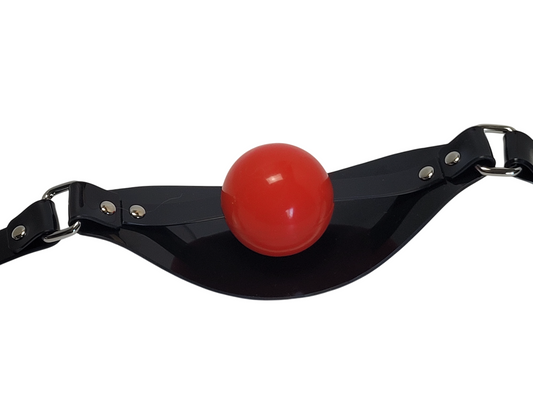 Ball Gag Panel Gag Type 2 in black PVC