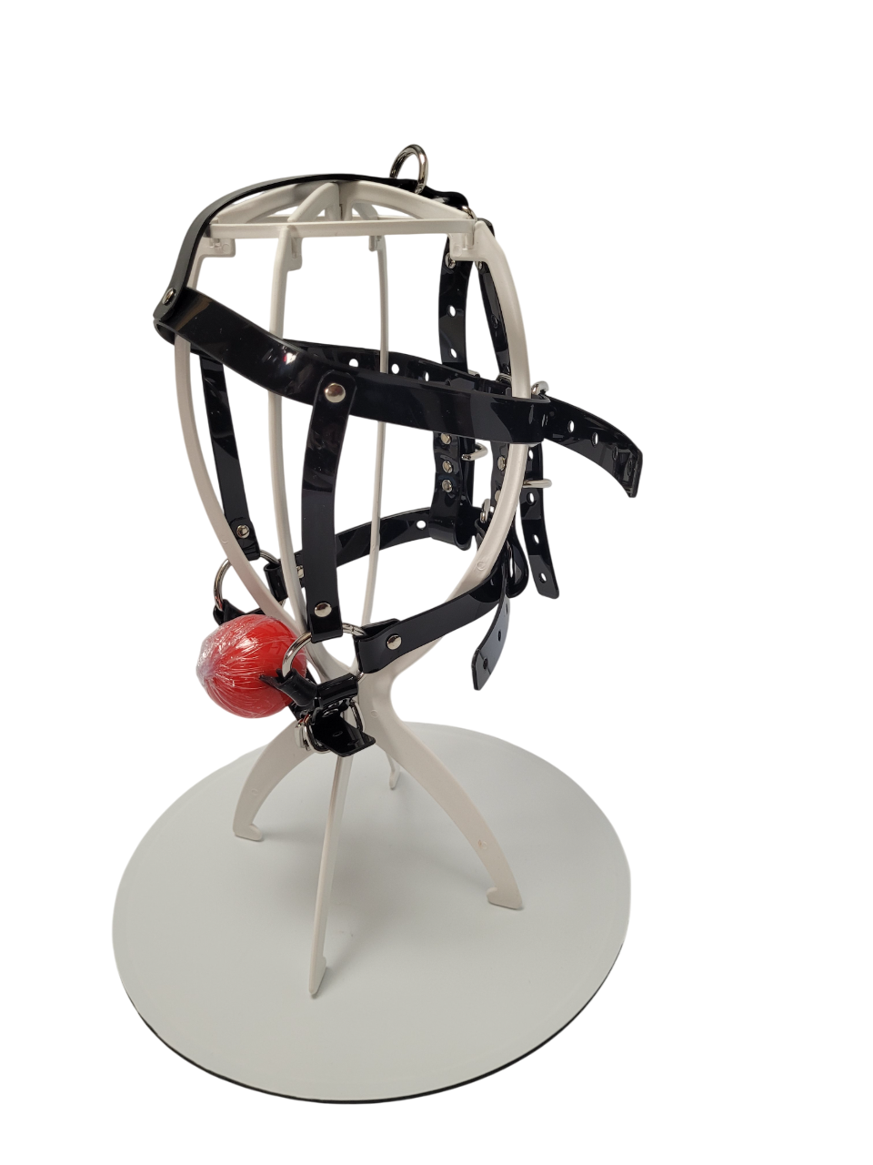Harness ballgag type 4 in black PVC strap -Lockable -Vegan