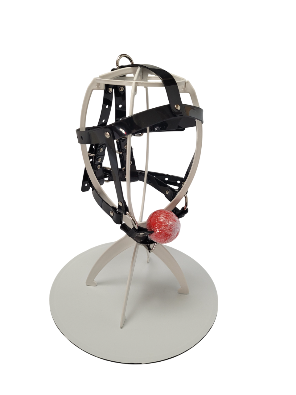 Harness ballgag type 4 in black PVC strap -Lockable -Vegan