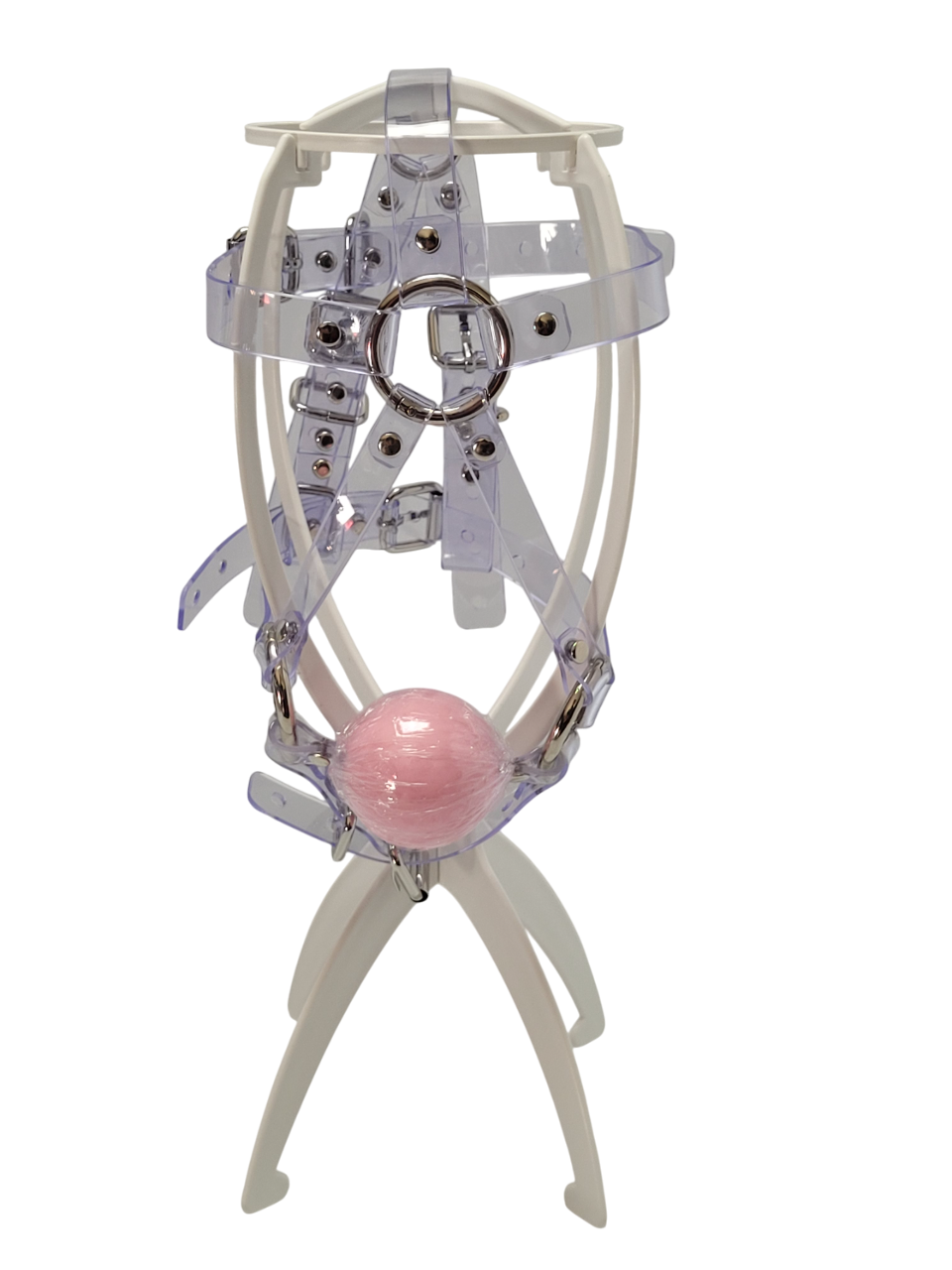 13 in 1 Harness ballgag in Clear PVC strap -Lockable -Vegan