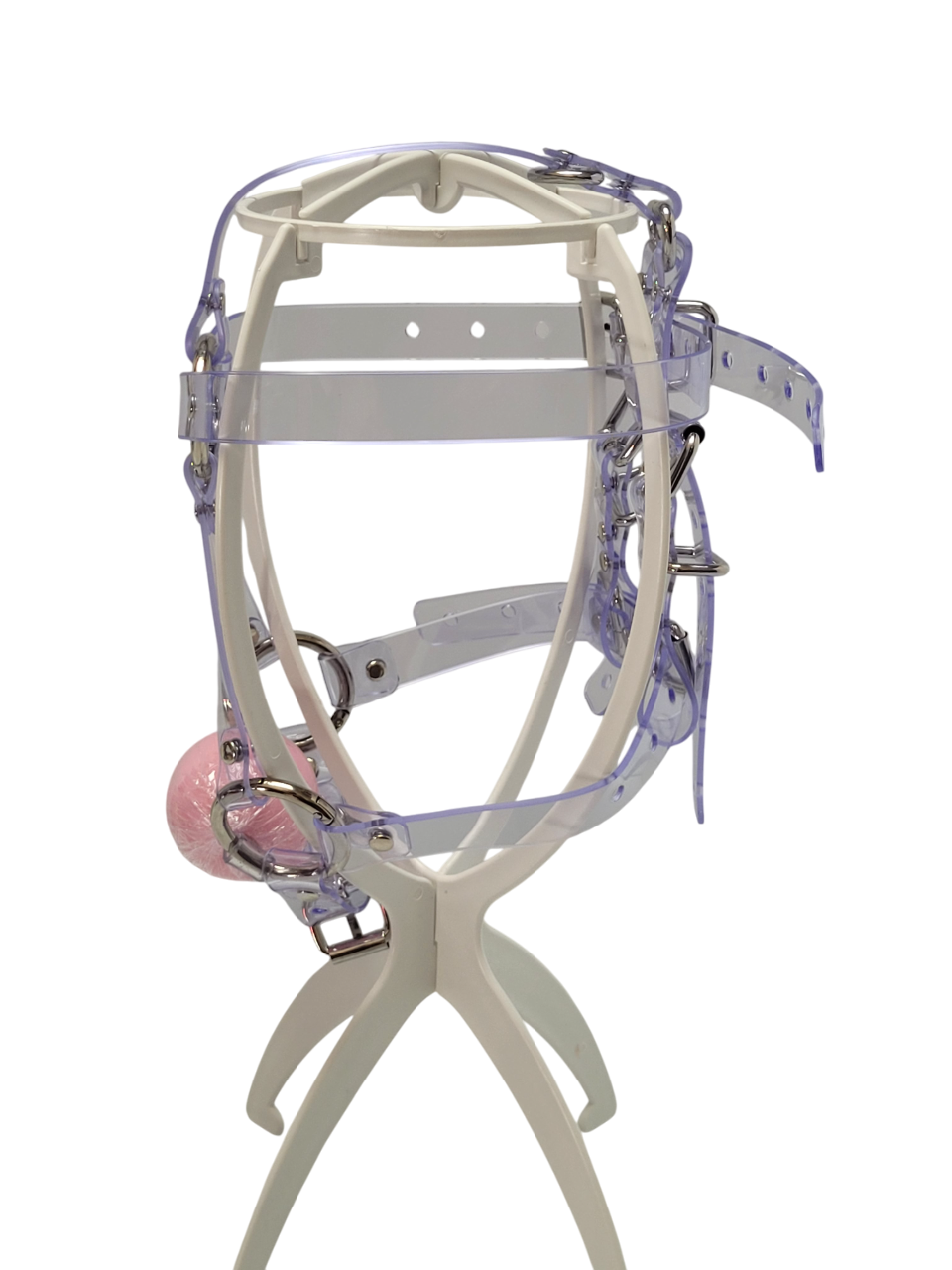 13 in 1 Harness ballgag in Clear PVC strap -Lockable -Vegan