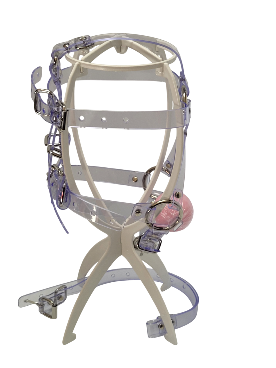 13 in 1 Harness ballgag in Clear PVC strap -Lockable -Vegan