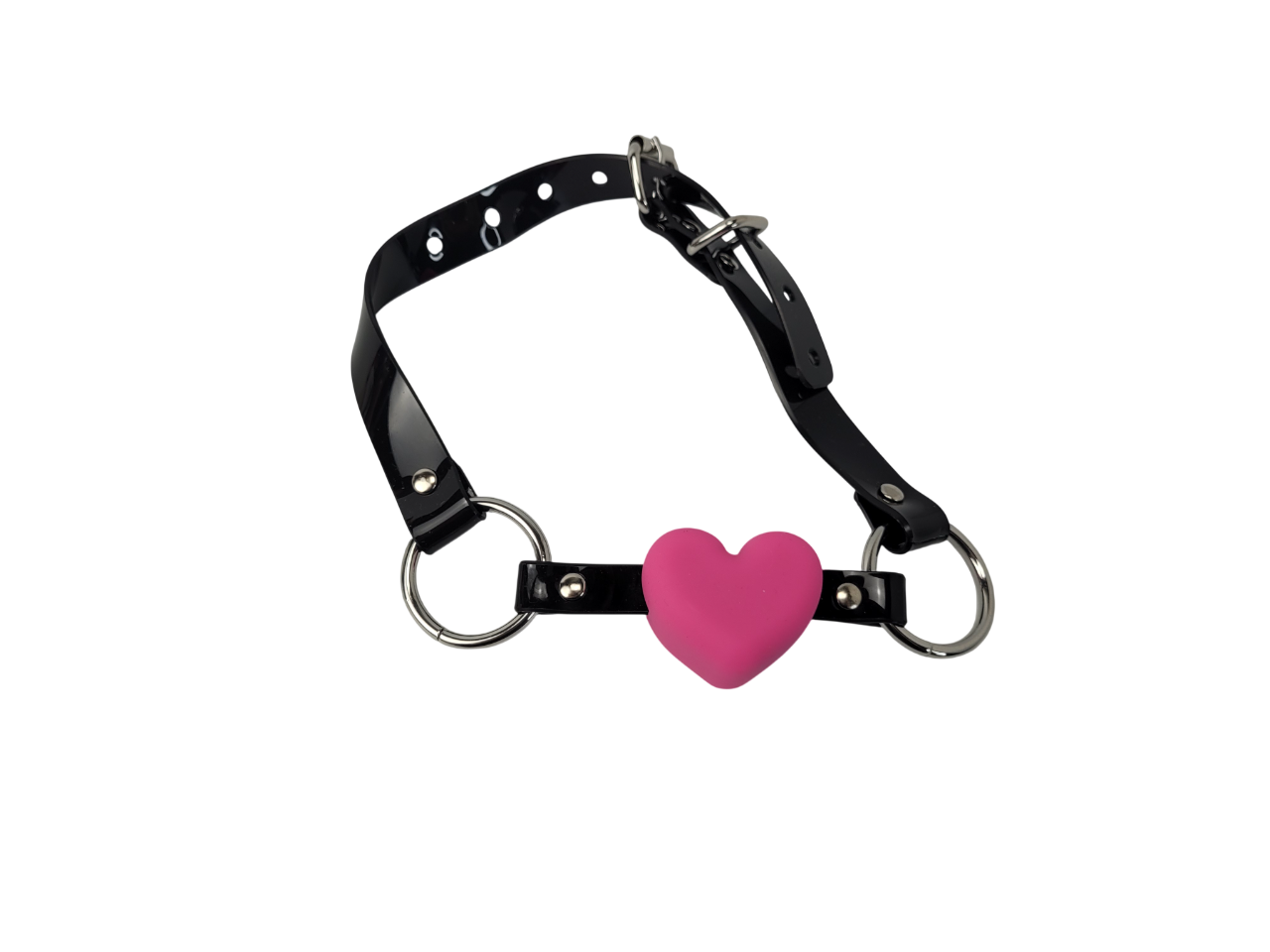 Pink heart Gag with PVC black strap – Display Model (Photo Sample) – Used (Copie) (Copie) (Copie)