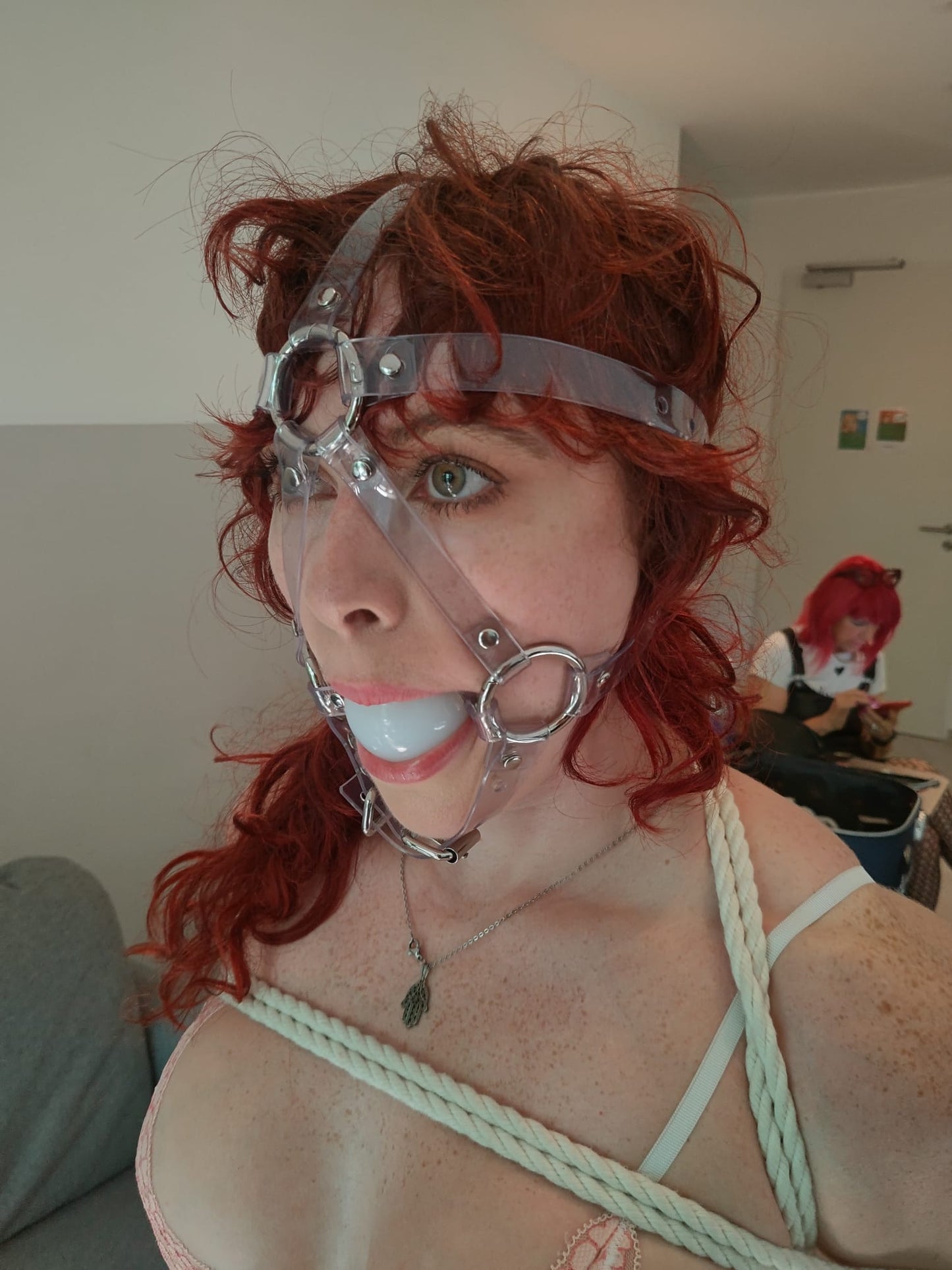 13 in 1 Harness ballgag in Clear PVC strap -Lockable -Vegan