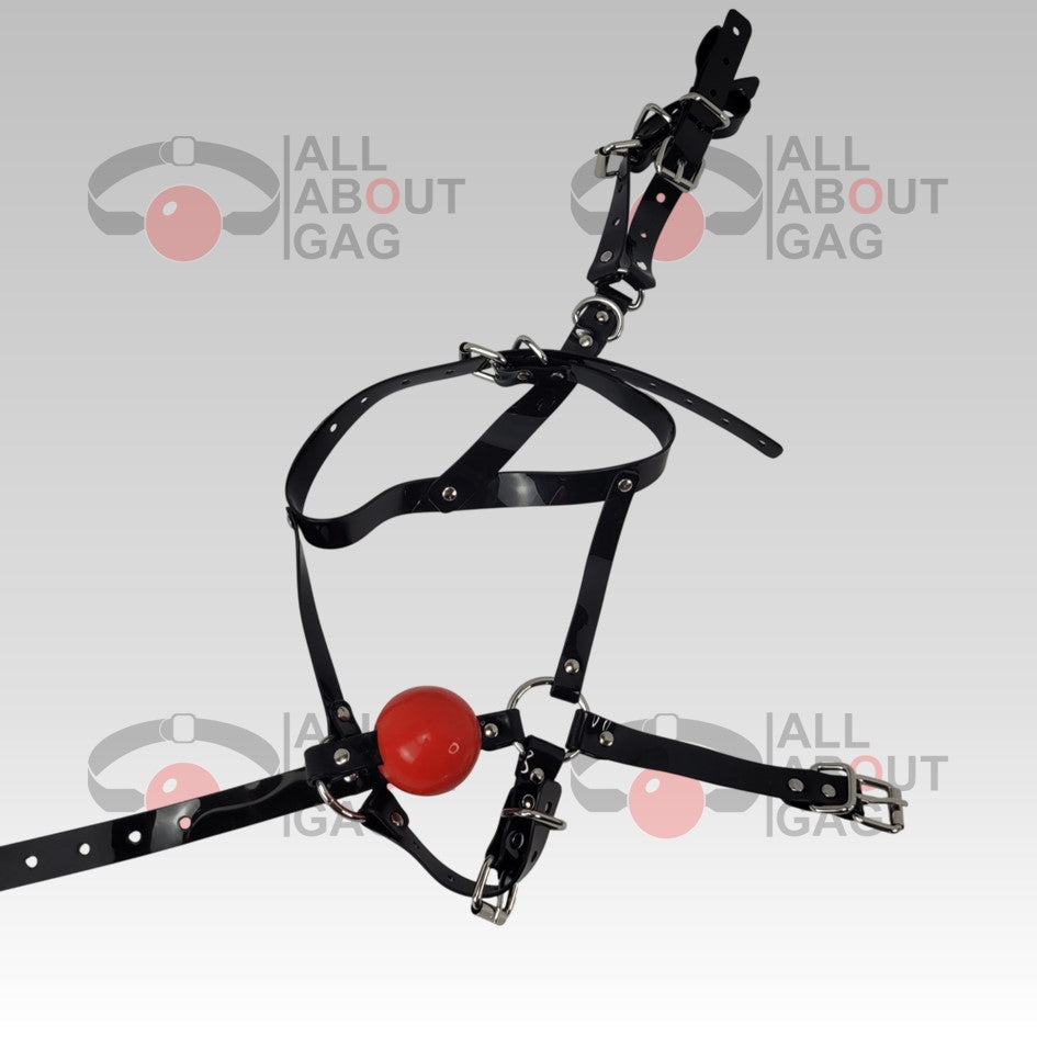 Harness ballgag type 4 in black PVC strap - Display Model (Photo Sample) – Used