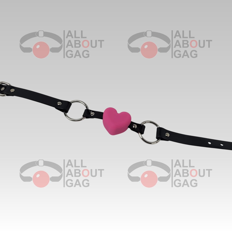Pink heart Gag with PVC black strap – Display Model (Photo Sample) – Used
