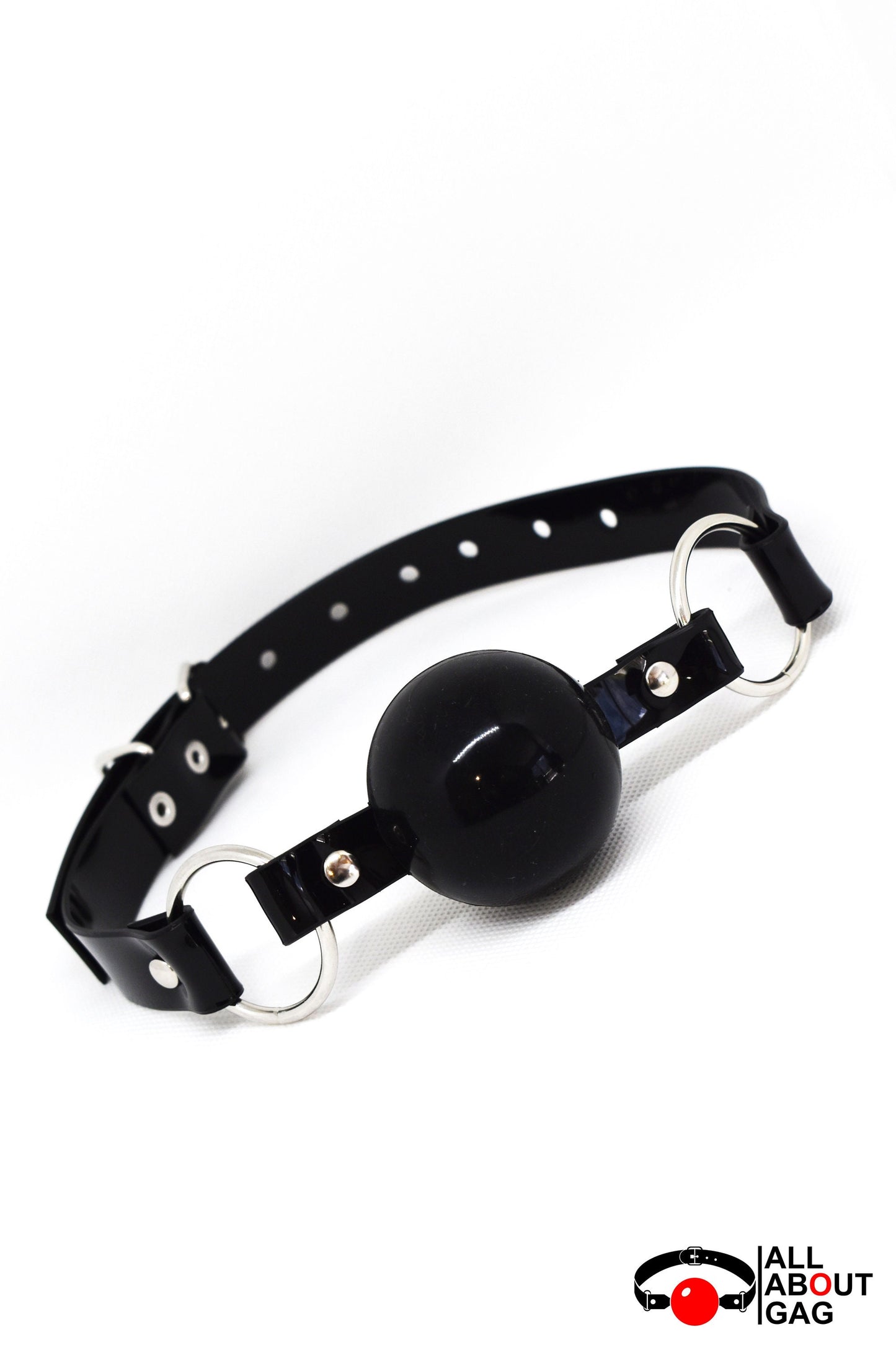 Black Silicon Ball Gag with PVC black strap -Lockable -Vegan