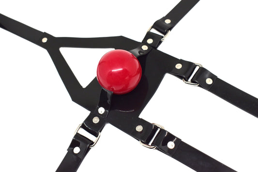 Black muzzle ballgag with PVC strap -Lockable -Vegan