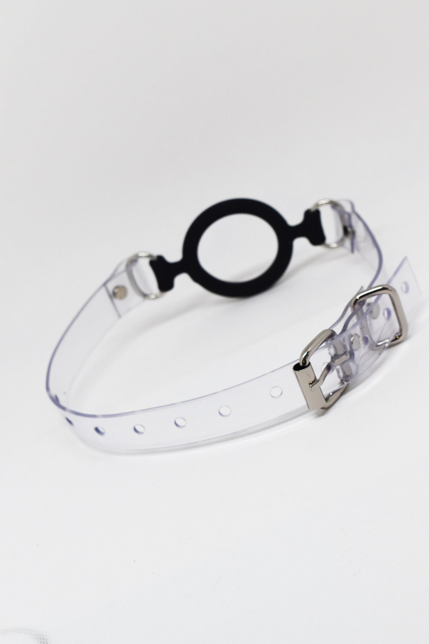 Ring gag with clear PVC Strap -Lockable -Vegan