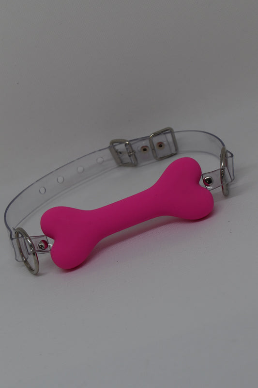 Pink Bone gag with clear strap Lockable Buckle