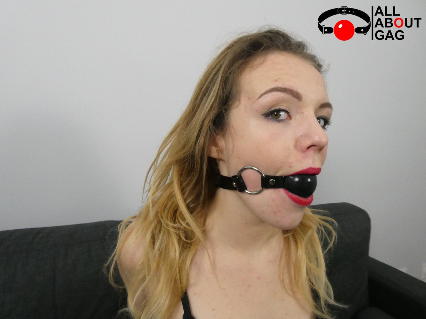 Black Silicon Ball Gag with PVC black strap -Lockable -Vegan
