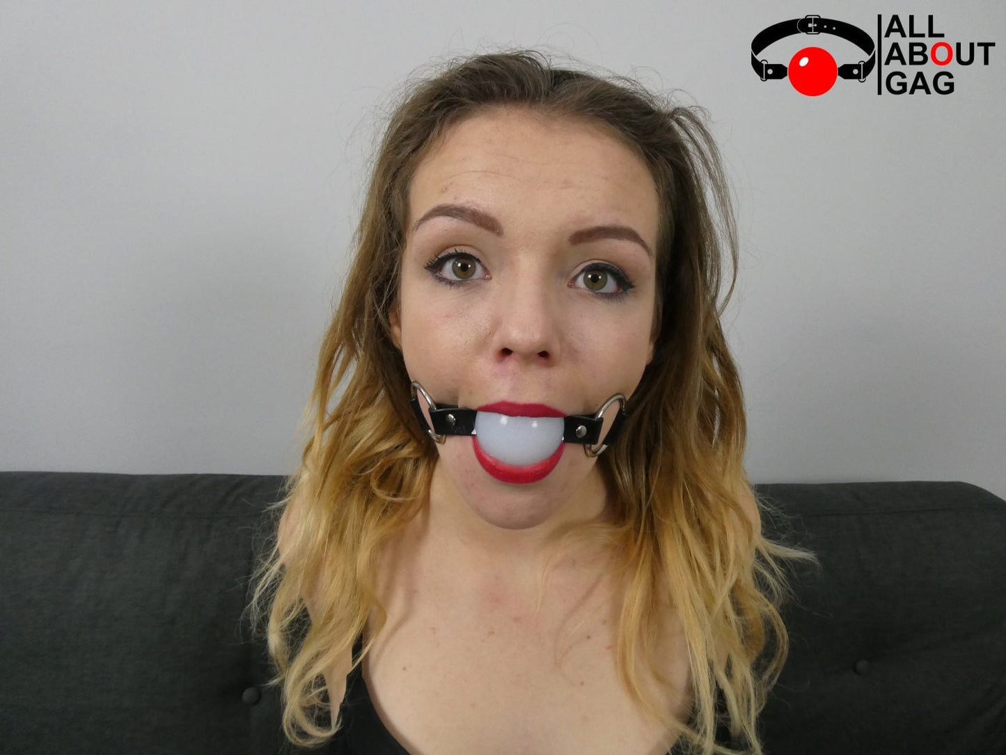 White Silicon Ball Gag with PVC black strap -Lockable -Vegan