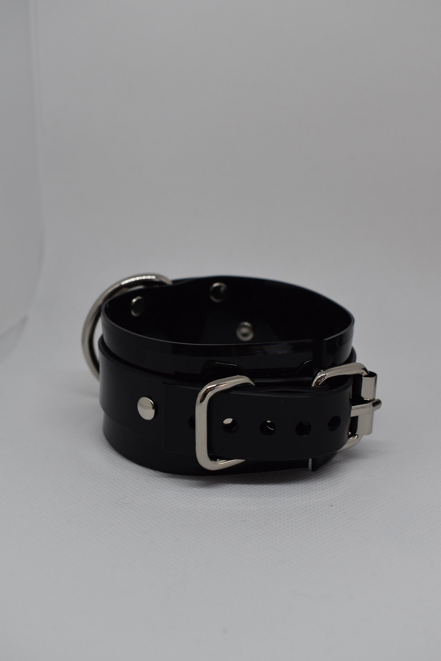 Black PVC bondage cuff set x4 hand and feet HEAVY DUTY