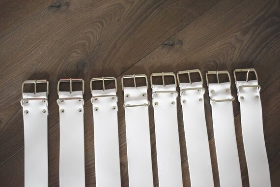Set of 8 bondage belt in white PVC