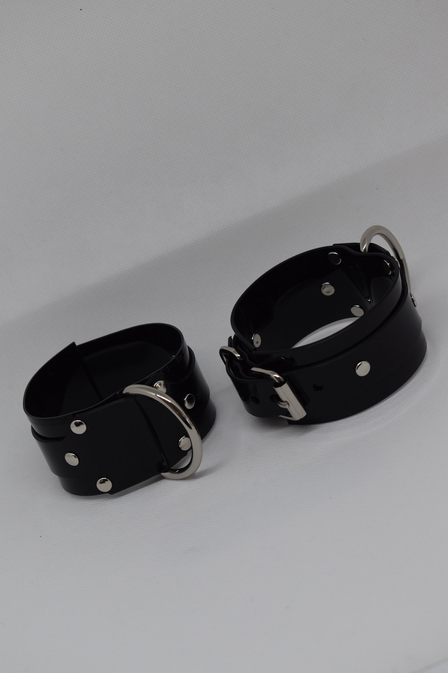 Black PVC bondage cuff set x4 hand and feet HEAVY DUTY
