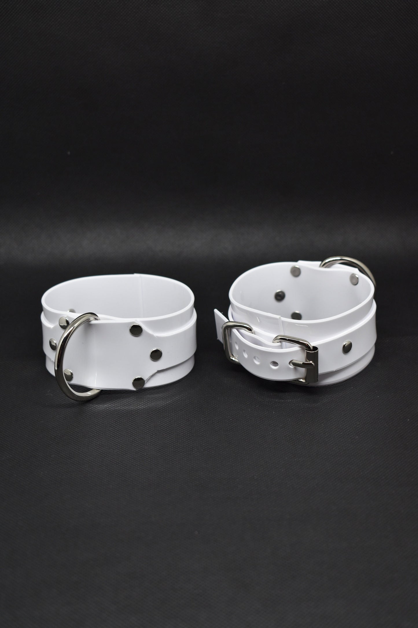 White PVC bondage cuff set x4 hand and feet HEAVY DUTY