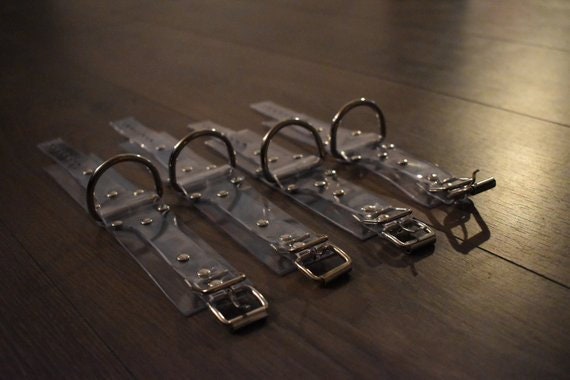 Clear PVC bondage cuff set x4 hand and feet HEAVY DUTY
