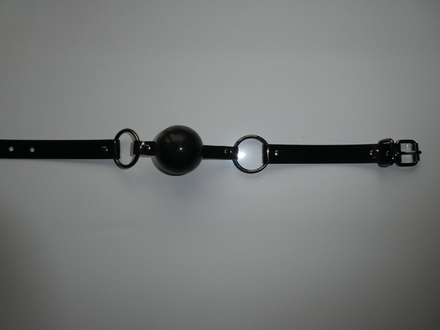 Full Black Silicon Ball Gag with PVC black strap -Lockable -Vegan