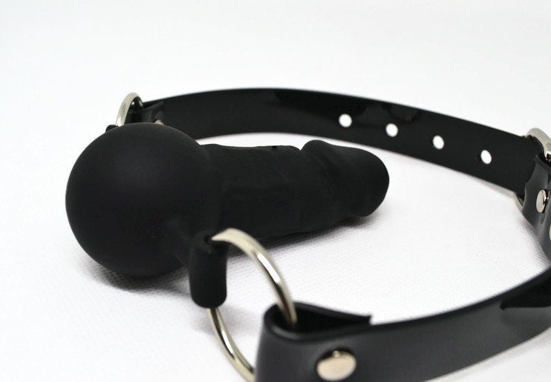 Penis ballgag Silicon PVC Black strap Lockable Buckle