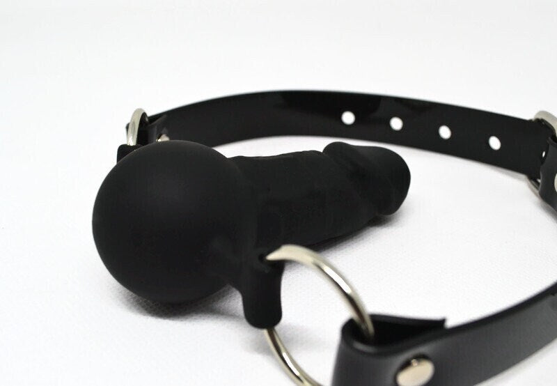 Penis ballgag Silicon PVC Black strap Lockable Buckle