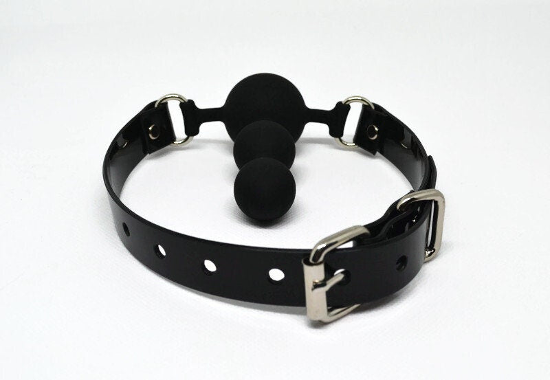 Penis ballgag Silicon PVC Black strap Lockable Buckle