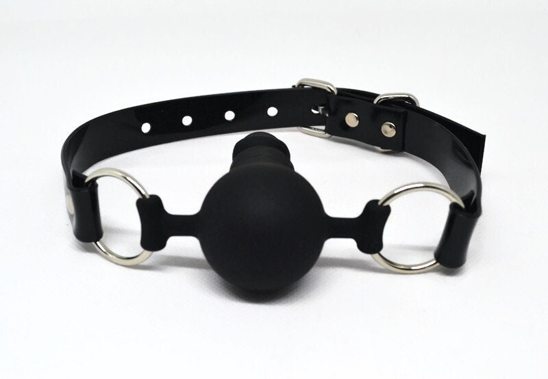 Penis ballgag Silicon PVC Black strap Lockable Buckle