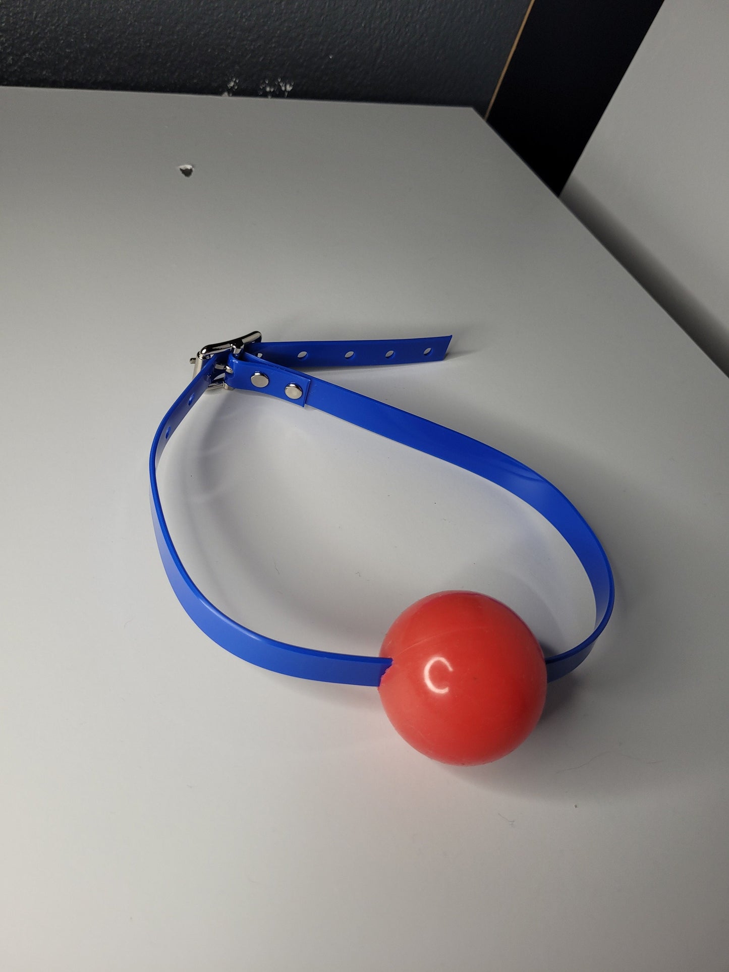 Simple Strap ballgag blue PVC - Vegan