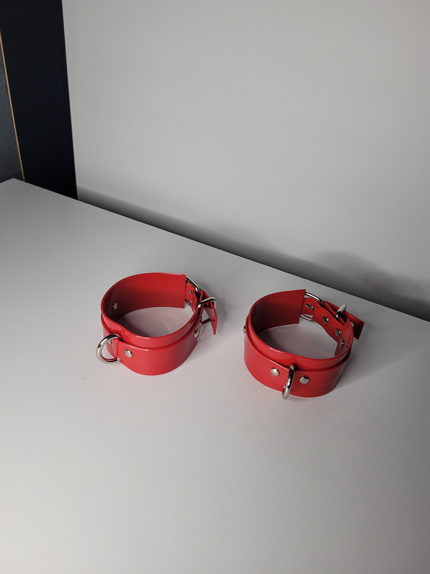 Red PVC bondage cuff set x2 hand or feet