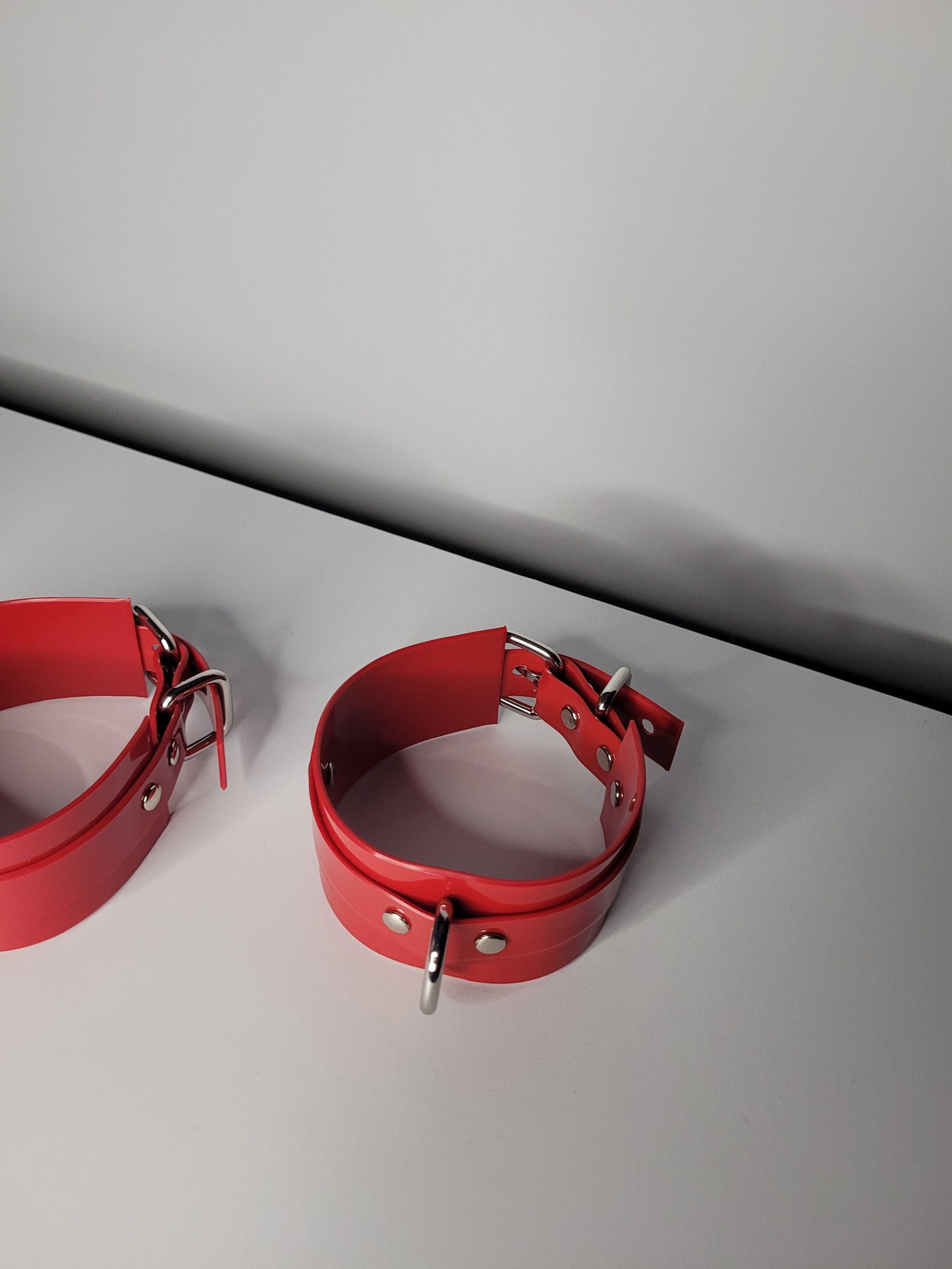 Red PVC bondage cuff set x2 hand or feet