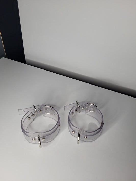 Clear PVC bondage cuff set x2 hand or feet