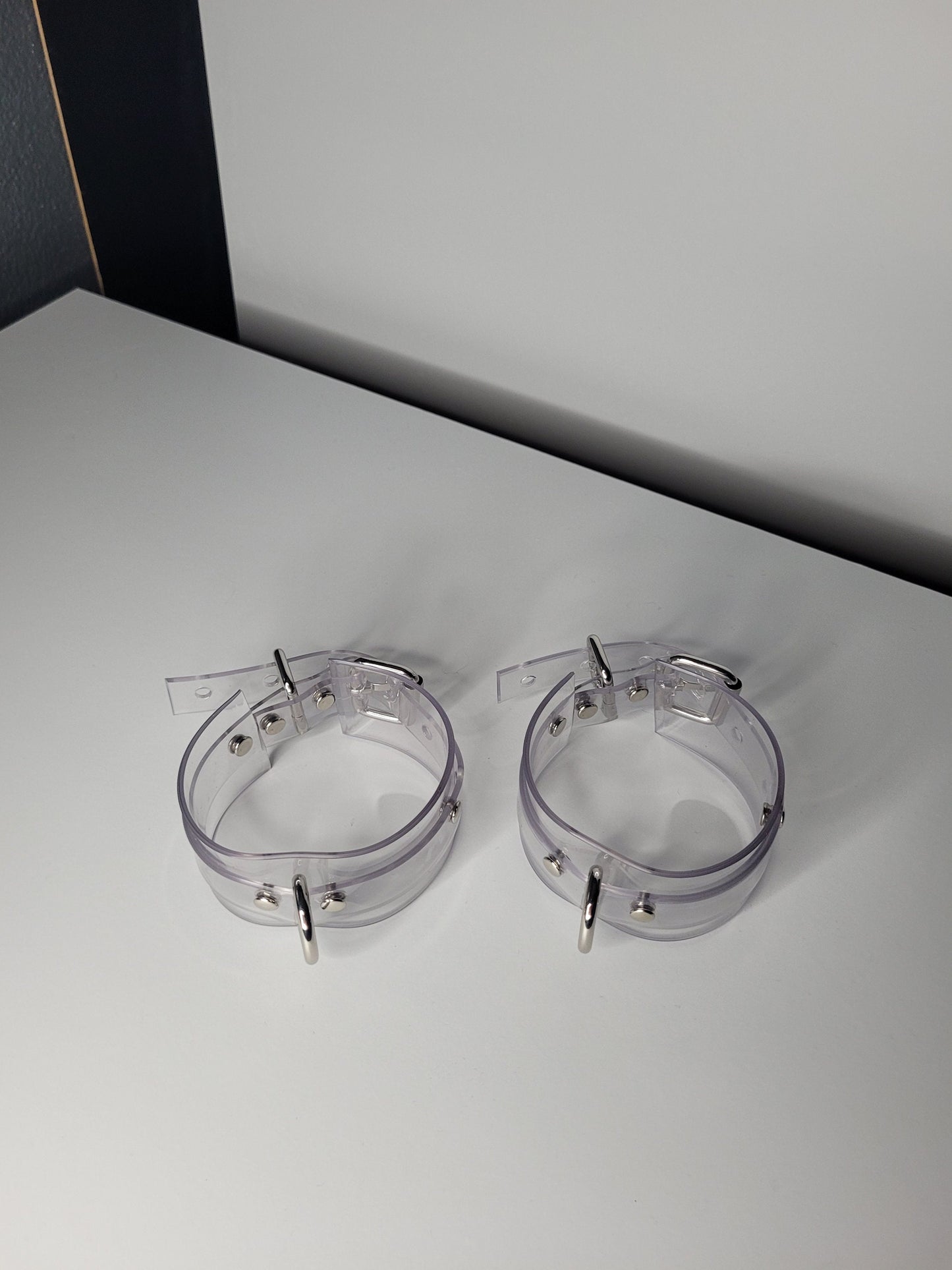 Clear PVC bondage cuff set x2 hand or feet