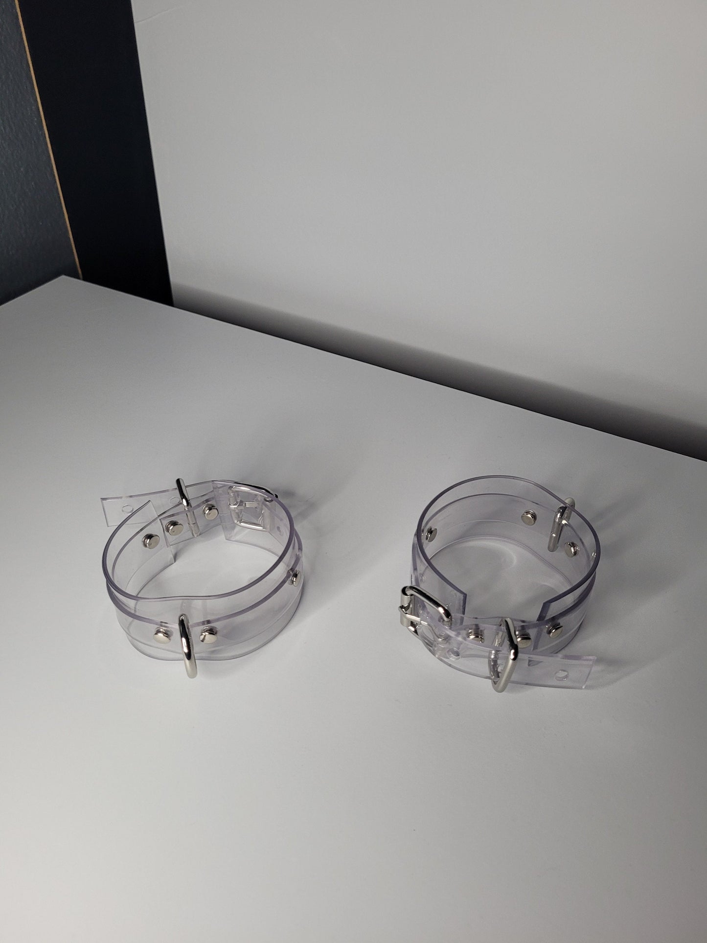 Clear PVC bondage cuff set x2 hand or feet