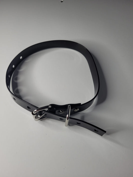 Thin  bondage belt in black PVC