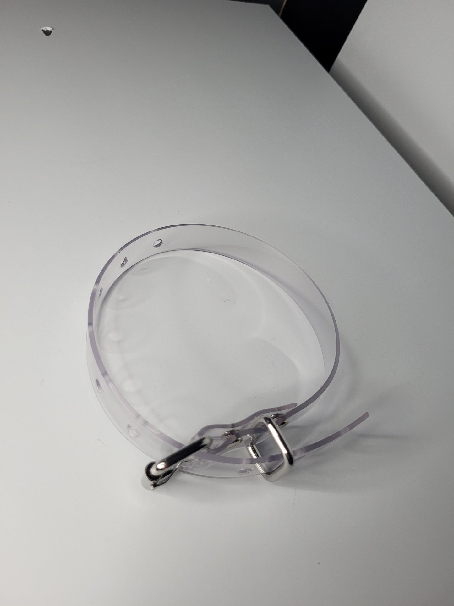 Thin  bondage belt in clear PVC