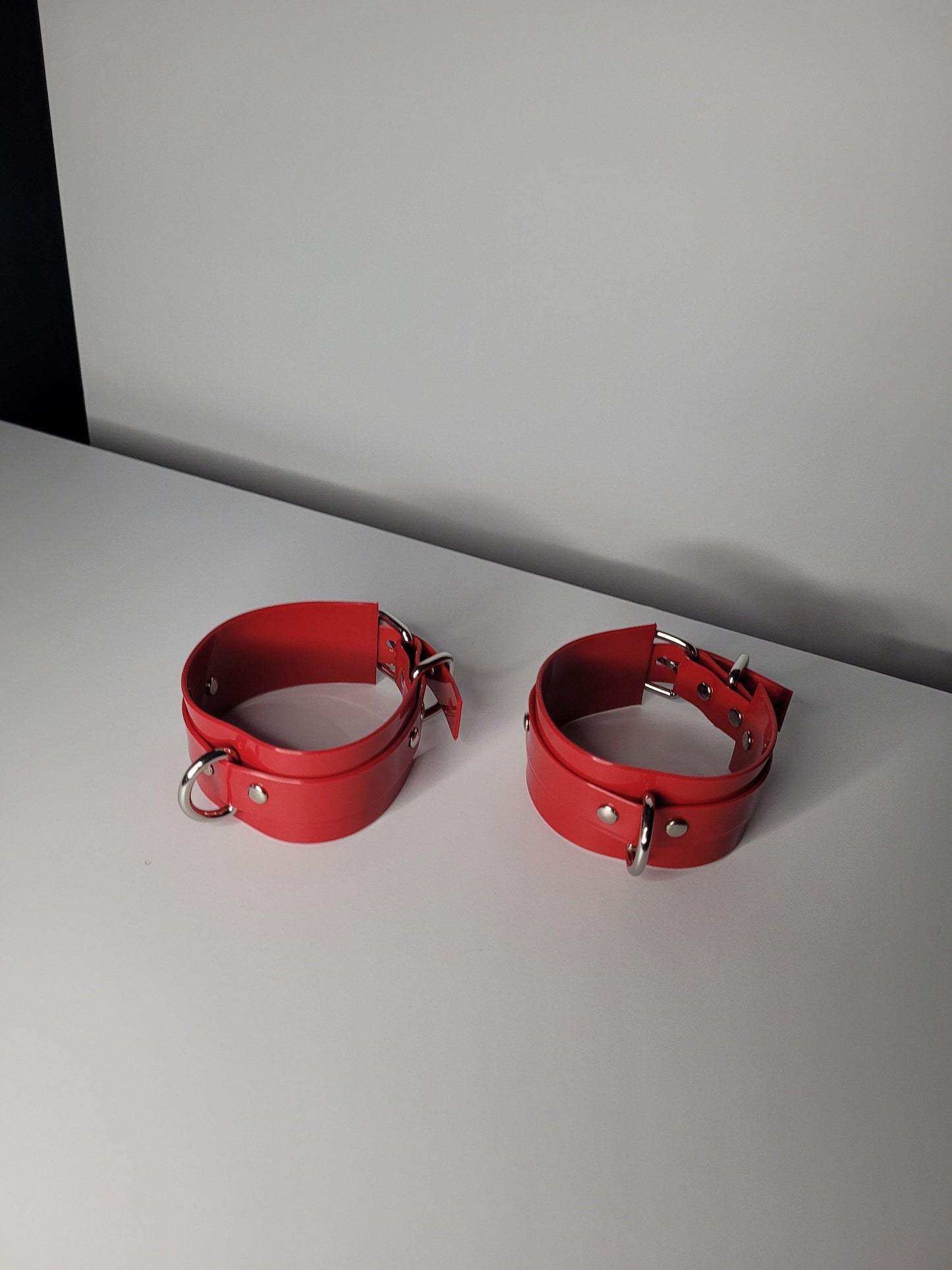Red PVC bondage cuff set x2 hand or feet