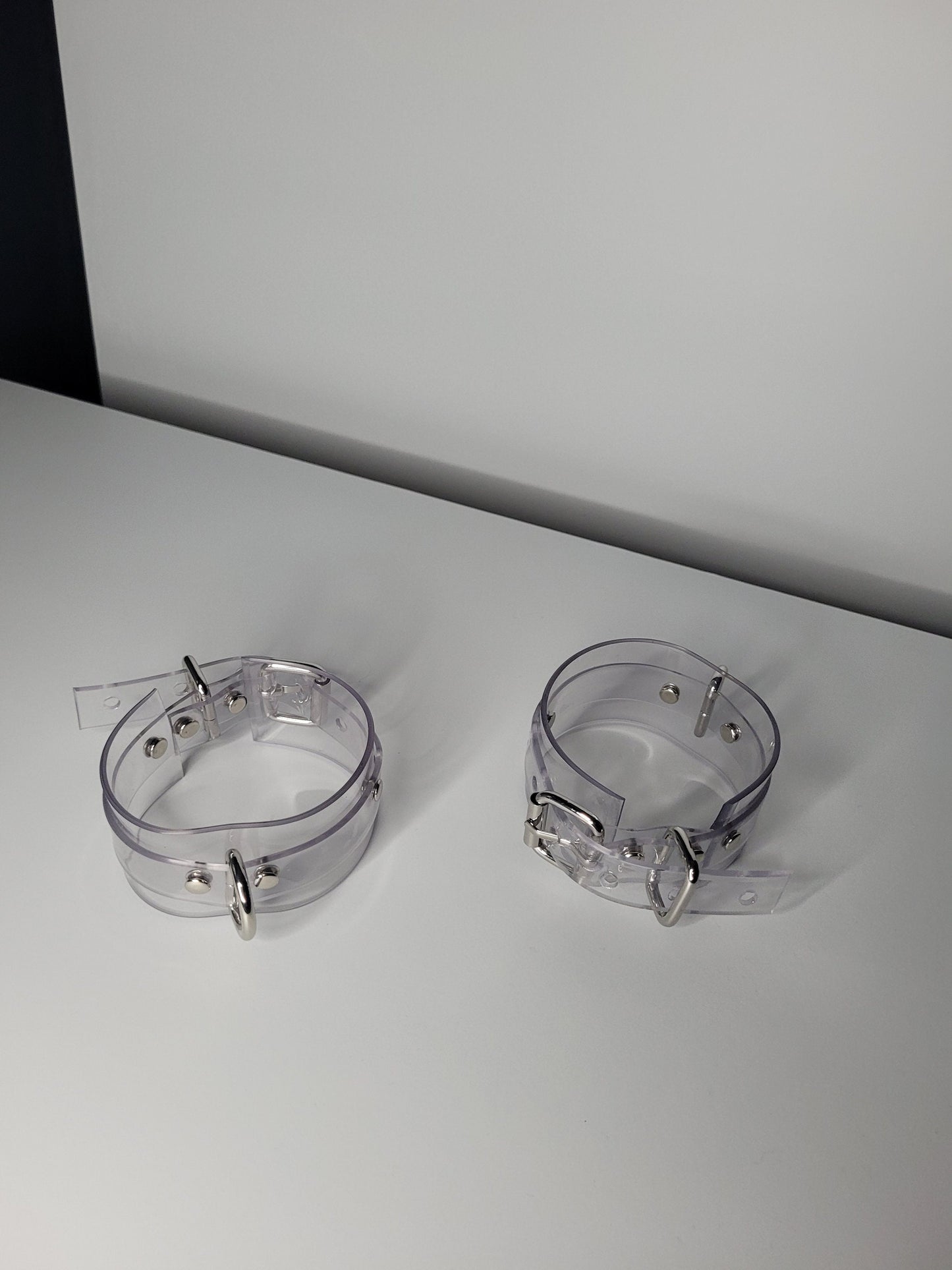Clear PVC bondage cuff set x2 hand or feet
