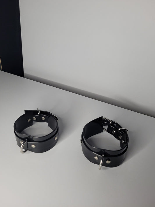 Black PVC bondage cuff set x2 hand or feet