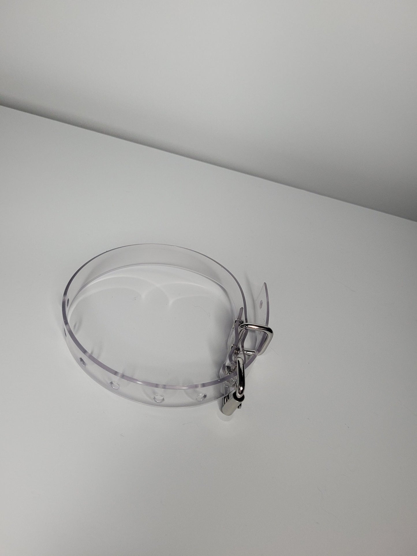 Thin  bondage belt in clear PVC